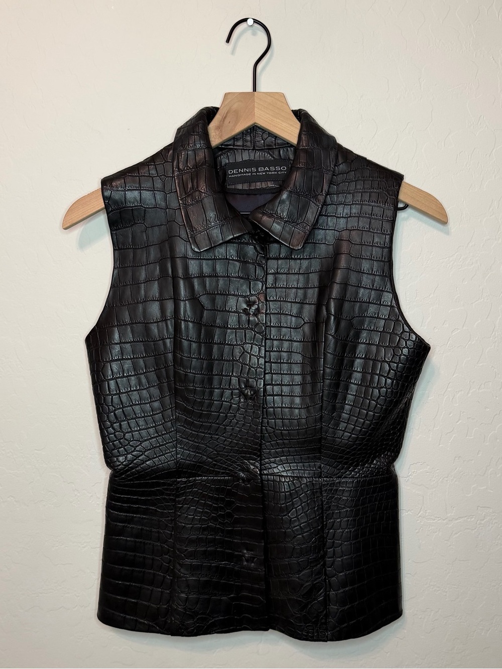 Dennis Basso Vest Porosus Crocodile Matte Black XS